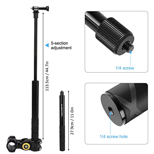 LGP Motorcycle Bike Mount | Invisible Selfie Stick | Bike Selfie Stick | Handlebar Mount Camera Bracket | Action Camera Bracket Adapter | Clamp Holder, Adjustable Length, For Gopro Hero 11/10/9/8 For Insta 360