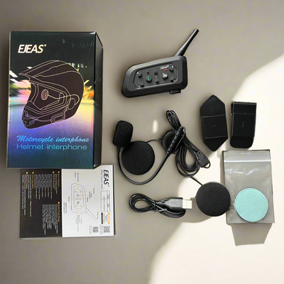 EJEAS V6 Pro + Helmet Intercom Communication System V6 Motorcycle Bluetooth On Ear Headphones Connect Up to 6 Riders 1200M V6 Pro(1 Pack) - 1 YEAR WARRANTY
