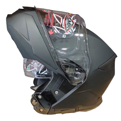 SMK Helmets - Gullwing Solid - Matt black- Dual Visor Flip Up Helmet (MA200)