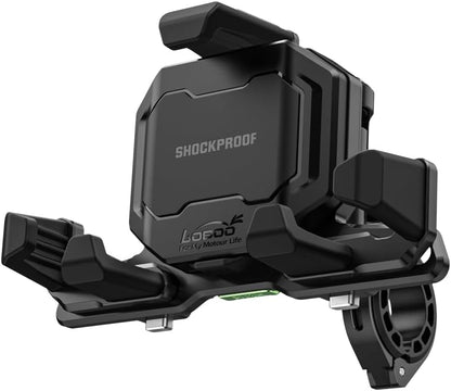 LOBOO PH06 Anti-Vibration Phone Mount - Magnetic Damping + 15W Wireless Charging ( Optional ) - Aluminum Motorcycle Holder (Fits 4.7"-7.2" Phones)