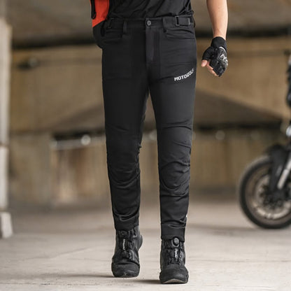 MOTOWOLF TM5 Motorcycle Riding Pants for Men | CE Level 1 Armoured Riding Pants with Knee & Hip Protectors | Breathable Mesh Touring Pants | Black