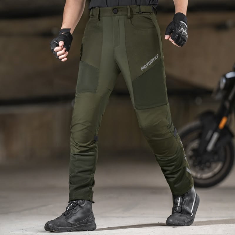MOTOWOLF TM5 Motorcycle Riding Pants for Men | CE Level 1 Armoured Riding Pants with Knee & Hip Protectors | Breathable Mesh Touring Pants | Olive Green