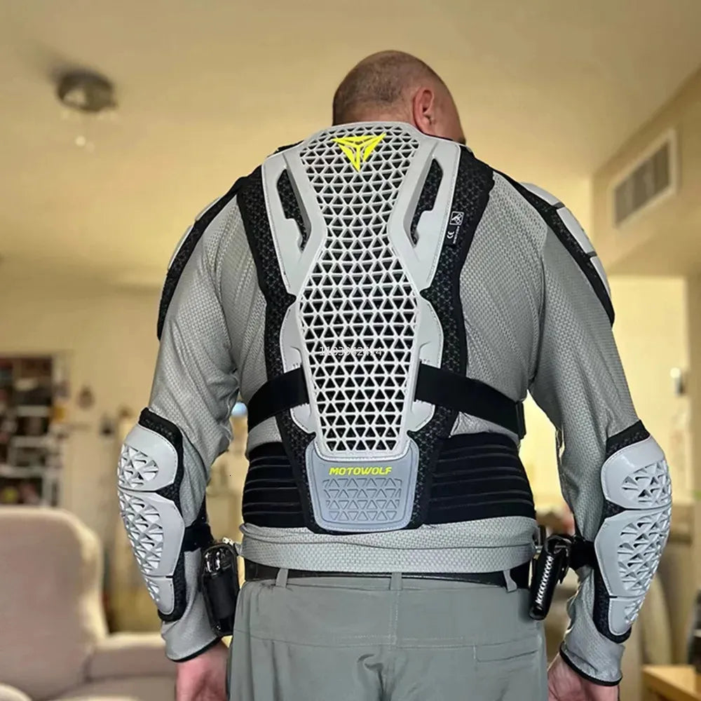 Motowolf Waterproof Mesh Body Protector | CE Level 2 Certified | Four Season | PG1 | Motorcycle Jackets | Anti Fall | Off-road Riding Body Armor - GREY
