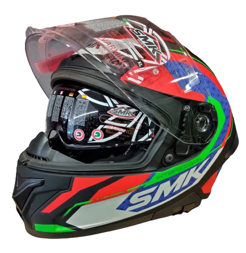 SMK Helmets - Typhoon - RD1 - Matt Black Red Blue - Dual Visor Full Face Helmet (MA235