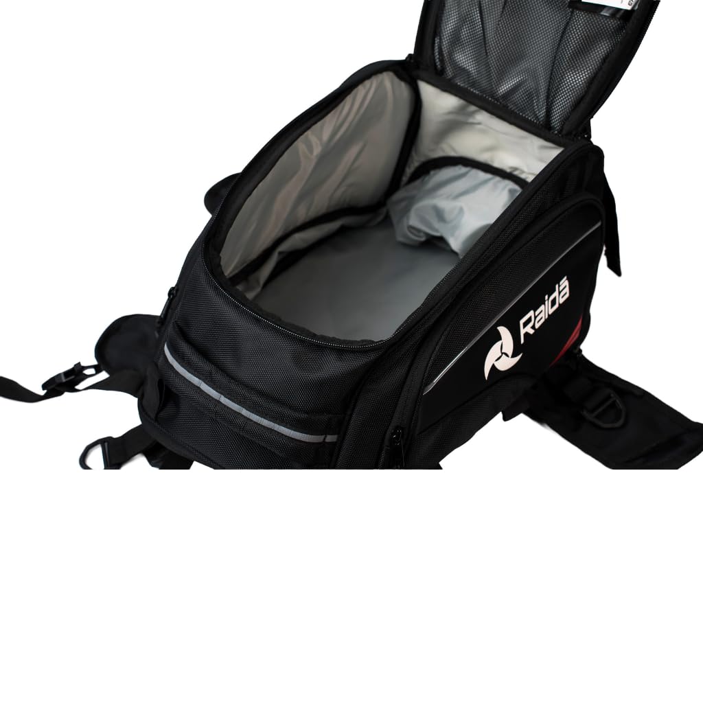 Raida Compass K28 Motorcycle Tank Bag | 23L + 5L Expandable | Detachable GPS Pocket | Hydration Bladder Compatible | Backpack Convertible | 1680D Ballistic Fabric | Strong Magnetic Mounting