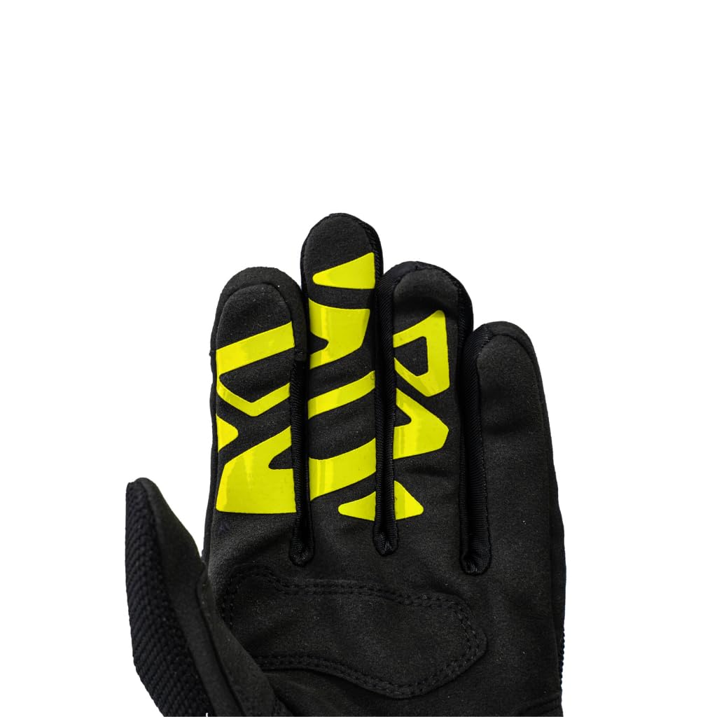 Raida Avantur 2.0 Motorcycle Gloves | Vegan Friendly | Enhanced Knuckle Protection | Touchscreen Compatible | Lightweight & Comfortable | Ideal for Daily Commute & Weekend Rides | Hiviz Black