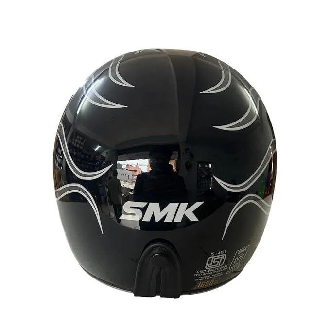 SMK Retro Inferno Helmet - Glossy Black Grey - GL266 - ECE 22.06 Certified