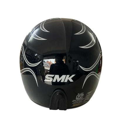 SMK Retro Inferno Helmet - Glossy Black Grey - GL266 - ECE 22.06 Certified