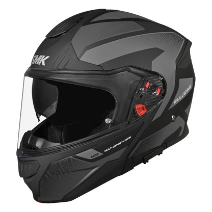 SMK Gullwing Sonic | GL266 gloss black flip up  Motorcycle Helmet, Flip-Up Dual Visor, ISI DOT ECE 22.06 Certified