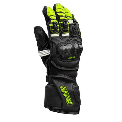 Raida AeroPrix Carbon Edition Motorcycle Gloves | Knox™ SPS Palm Sliders | Dual Wrist Closure | Carbon Fiber Knuckles (Hiviz)