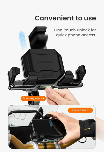 LOBOO PH06 Anti-Vibration Phone Mount - Magnetic Damping + 15W Wireless Charging ( Optional ) - Aluminum Motorcycle Holder (Fits 4.7"-7.2" Phones)