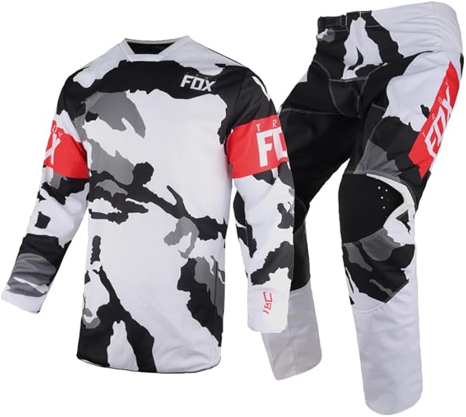 F.O.X Racing 180 Revn Motocross Jersey & Pants - Black camo Red