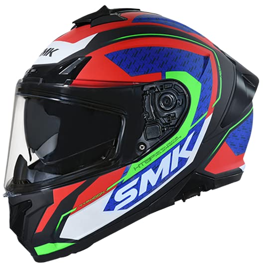 SMK Helmets - Typhoon - RD1 - Matt Black Red Blue - Dual Visor Full Face Helmet (MA235