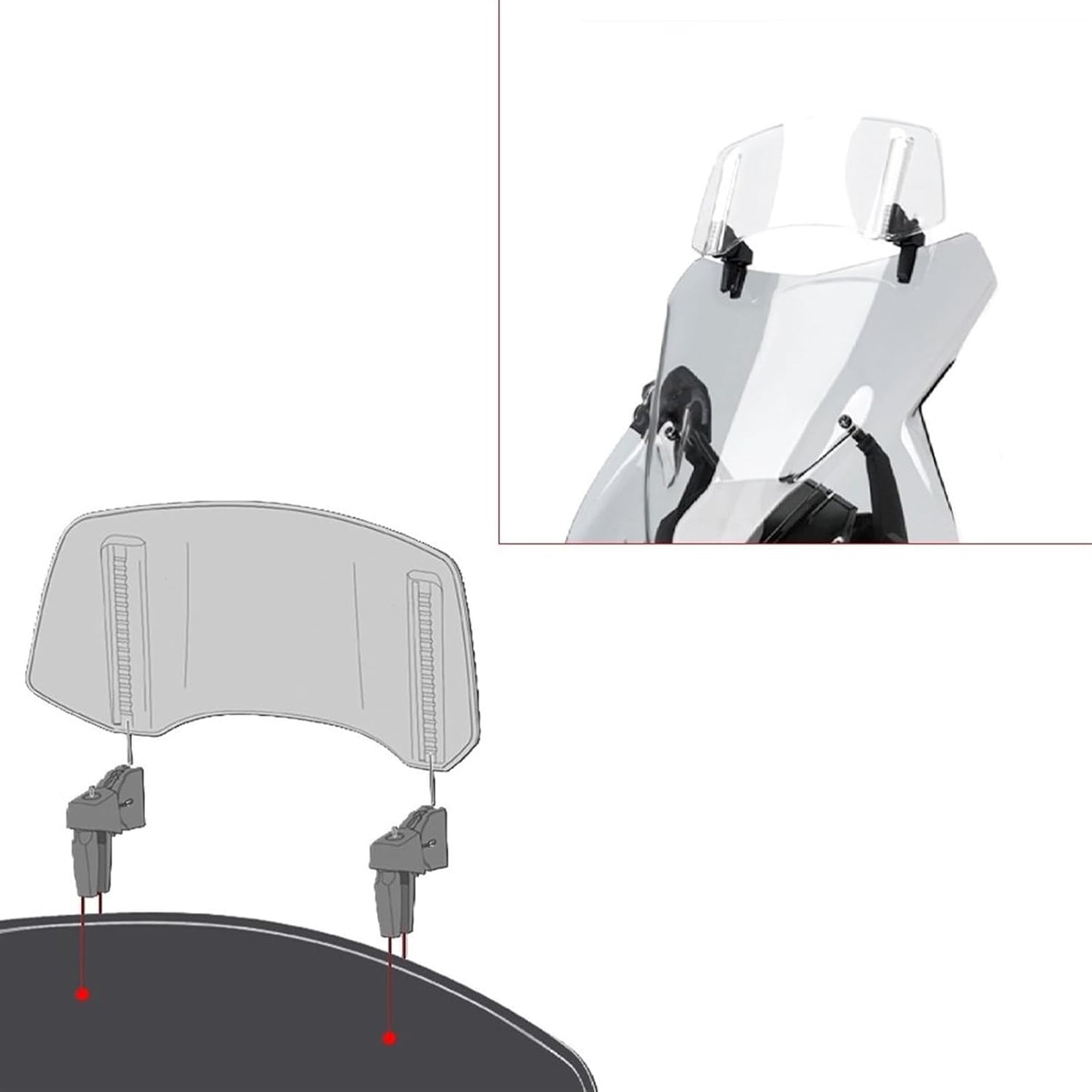 JCF (T1) MOTORCYCLE WINDSHIELD EXTENDER (ADJUSTABLE SPOILER CLAMP ON WINDSHIELD DEFLECTOR)- CLEAR