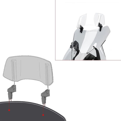 JCF (T1) MOTORCYCLE WINDSHIELD EXTENDER (ADJUSTABLE SPOILER CLAMP ON WINDSHIELD DEFLECTOR)- CLEAR