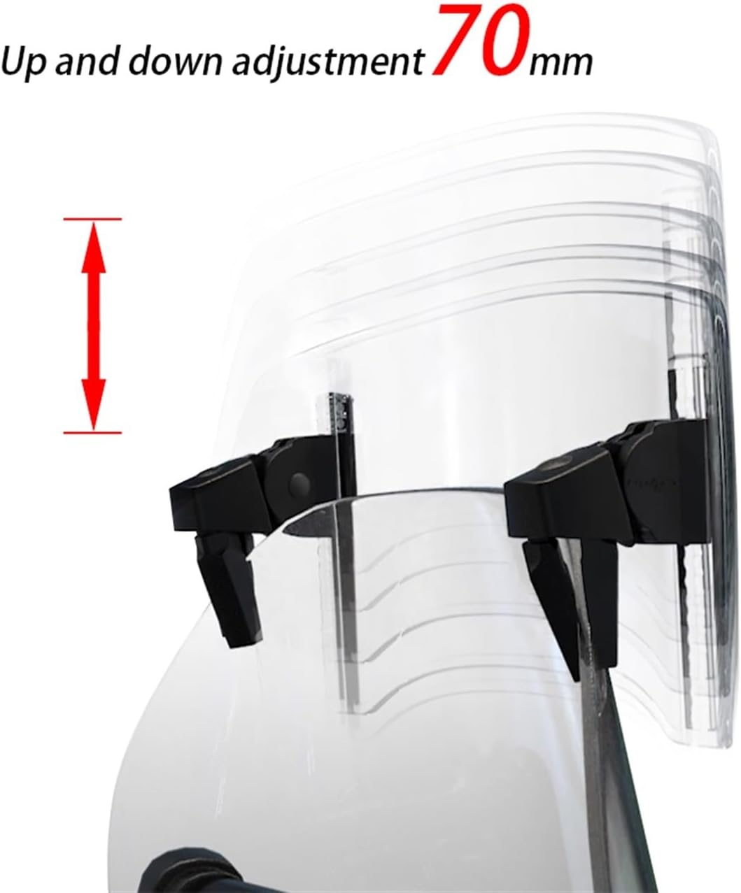 JCF (T1) MOTORCYCLE WINDSHIELD EXTENDER (ADJUSTABLE SPOILER CLAMP ON WINDSHIELD DEFLECTOR)- CLEAR