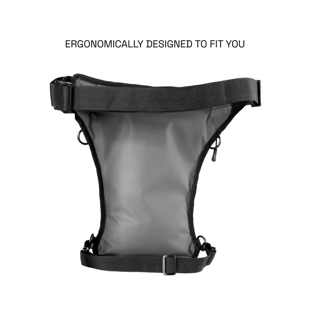 Carbonado Turtle Unisex Waist Bag | Multipurpose Utility Waist Pouch | Cross Body | Strap to Leg or Hip | for Motorcycling, Outdoor, Hiking, Adventure and Travel - BLACK