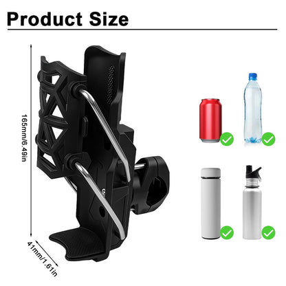 CAGE SERIES - Motorcycle Water Bottle Adjustable Rack/Holder  2.0 | 360° Rotation Adjust - ( UNIVERSAL) - BLACK