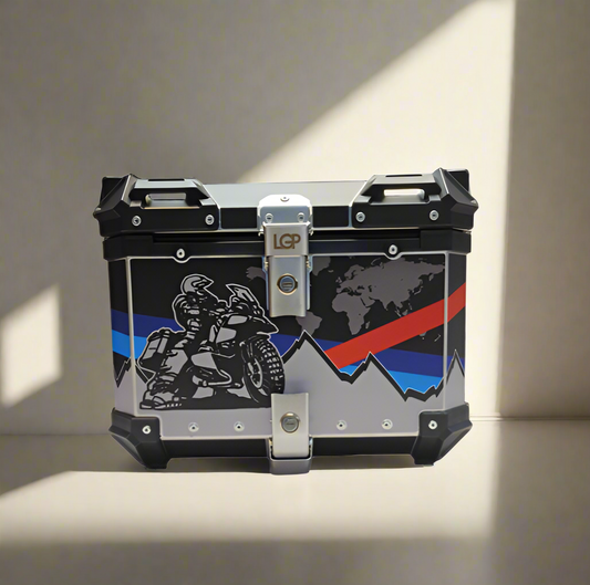 LGP GS TRAVEL 45 litres black (red and blue line) touring top box with graphics premium - 1 year warranty