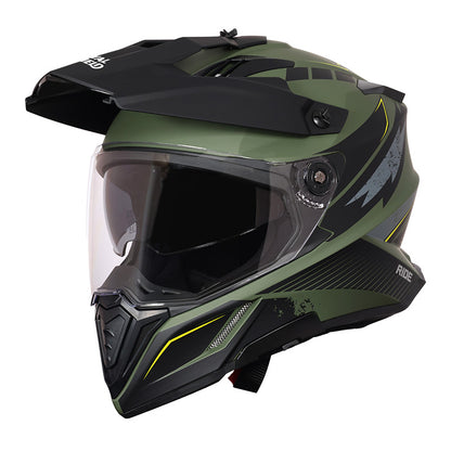 ROYAL ENFIELD OFF ROADING MOTO CROSS OPTIMUS DUAL SPORT HELMET - GREEN