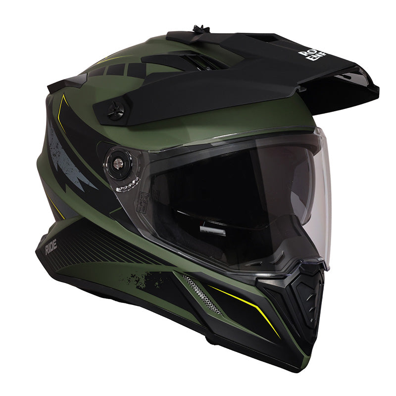 ROYAL ENFIELD OFF ROADING MOTO CROSS OPTIMUS DUAL SPORT HELMET - GREEN