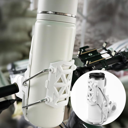 CAGE SERIES - Motorcycle Water Bottle Adjustable Rack/Holder  2.0 | 360° Rotation Adjust - ( UNIVERSAL) - PEARL WHITE