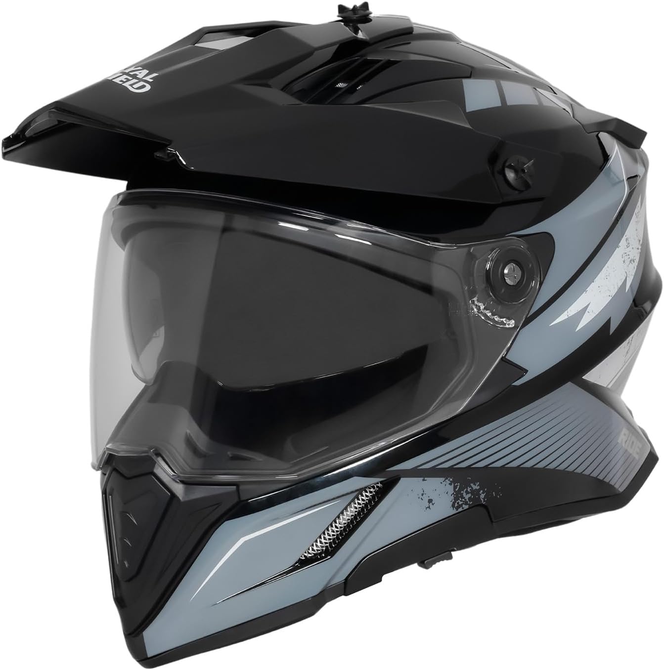 black optimus flip front motorcycle helmet ROYAL ENFIELD Optimus Dual Sport Motocross Helmet