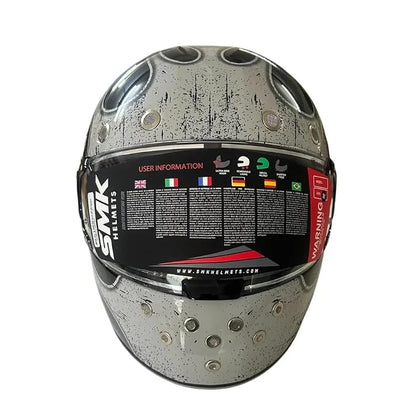 SMK Retro Inferno Helmet - Glossy Black Grey - GL266 - ECE 22.06 Certified