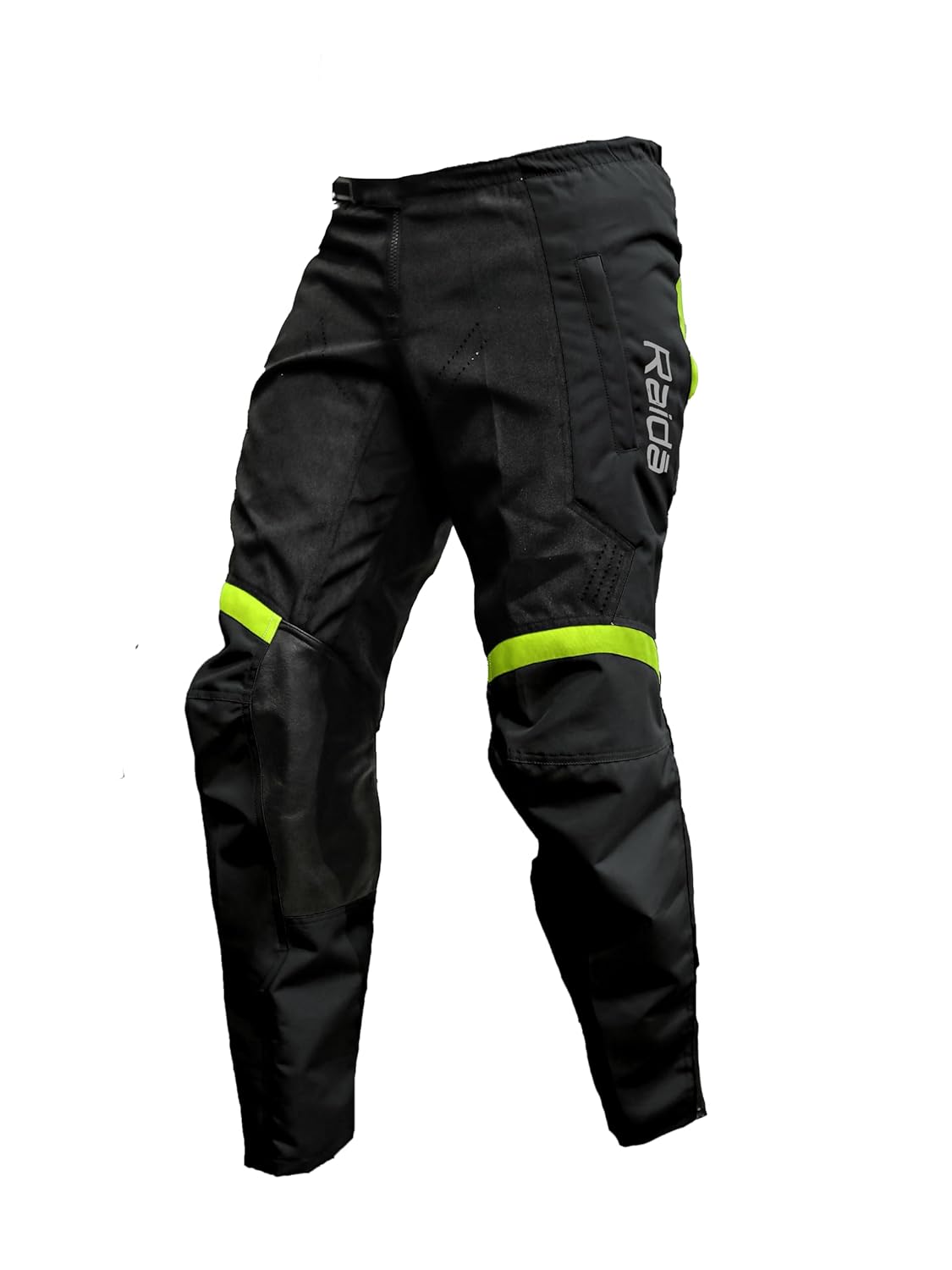 Raida Trailcraft Off-Road Pants | Mx & Trail Ride | Lightweight | Abrasion-Resitant Fabric | Heat Sheild Panel |  ( Black/Hiviz), Men, Slim Fit Mid Rise