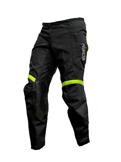 Raida Trailcraft Off-Road Pants | Mx & Trail Ride | Lightweight | Abrasion-Resitant Fabric | Heat Sheild Panel |  ( Black/Hiviz), Men, Slim Fit Mid Rise