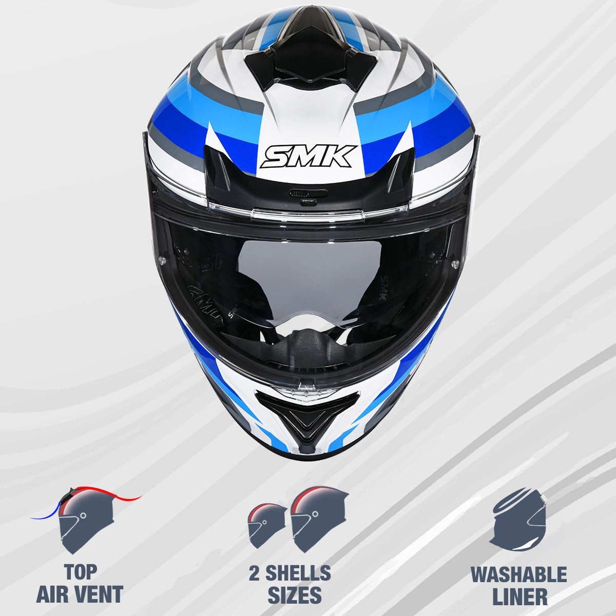 SMK Typhoon Freeride | ISI ECE & DOT Certified | Full Face Dual Visor Helmet for Men and Women with Pinlock Fitted | Clear Visor and Inner Sun Visor | GL156