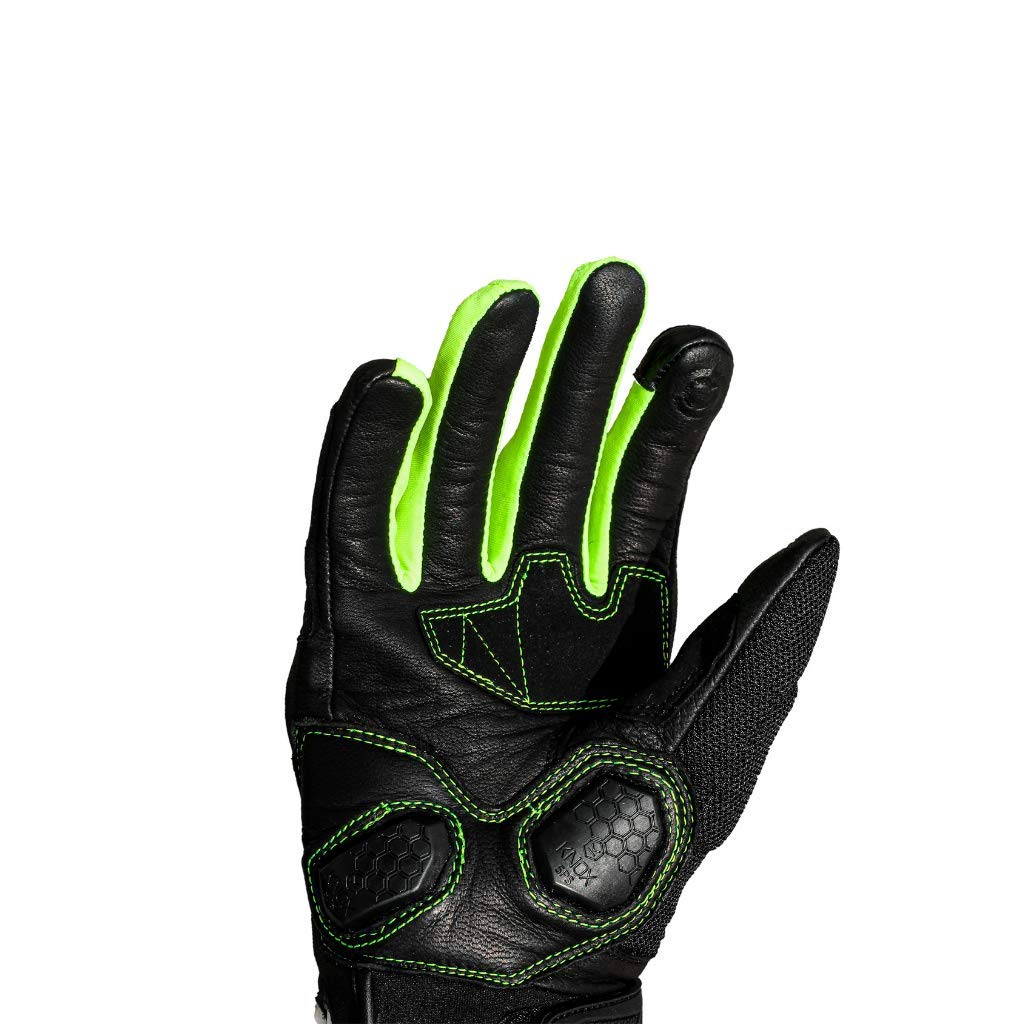 Raida AirWave Motorcycle Gloves (Hi-Viz Black) | all weather ready | KNOX SERIES
