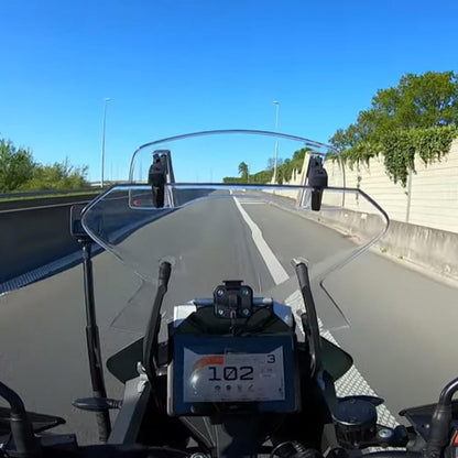 JCF (T1) MOTORCYCLE WINDSHIELD EXTENDER (ADJUSTABLE SPOILER CLAMP ON WINDSHIELD DEFLECTOR)- CLEAR