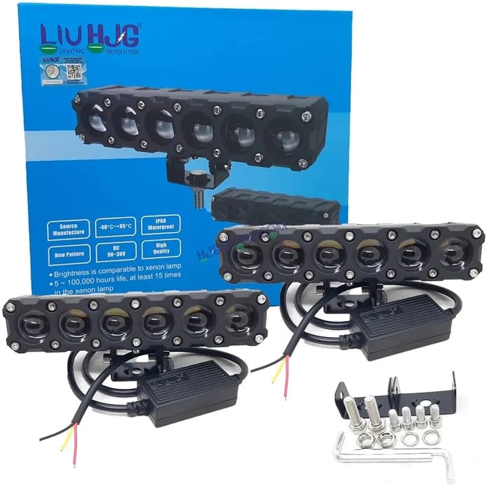 LIU HJG ORIGINAL future eye 6 lens with (wiring harness) and switch dual colour yellow white compatible for all motorcycle , thar , jeep and cars | STRAIGHT  BAR FOGG LIGHTS