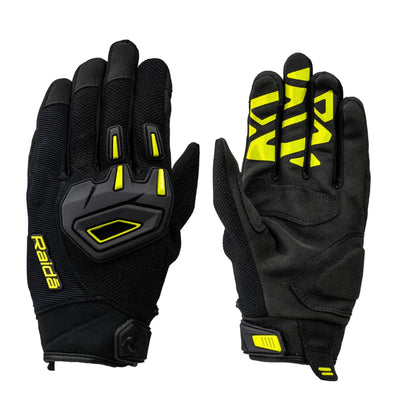 Raida Avantur 2.0 Motorcycle Gloves | Vegan Friendly | Enhanced Knuckle Protection | Touchscreen Compatible | Lightweight & Comfortable | Ideal for Daily Commute & Weekend Rides | Hiviz Black
