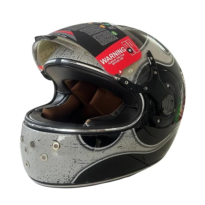 SMK Retro Inferno Helmet - Glossy Black Grey - GL266 - ECE 22.06 Certified