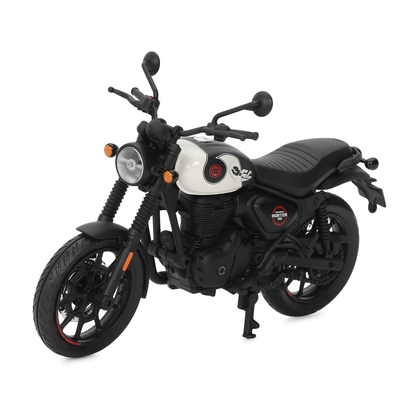 Royal Enfield Hunter 350 Scale Model | 1:12 Diecast Metal & Plastic | Working Suspension&Side Stand | Steerable Handlebars | Free-Rolling Wheels | Authentic Mirrors | Collectors Essential Tokyo Black