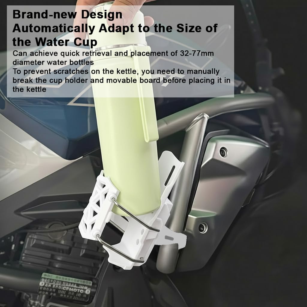 CAGE SERIES - Motorcycle Water Bottle Adjustable Rack/Holder  2.0 | 360° Rotation Adjust - ( UNIVERSAL) - PEARL WHITE