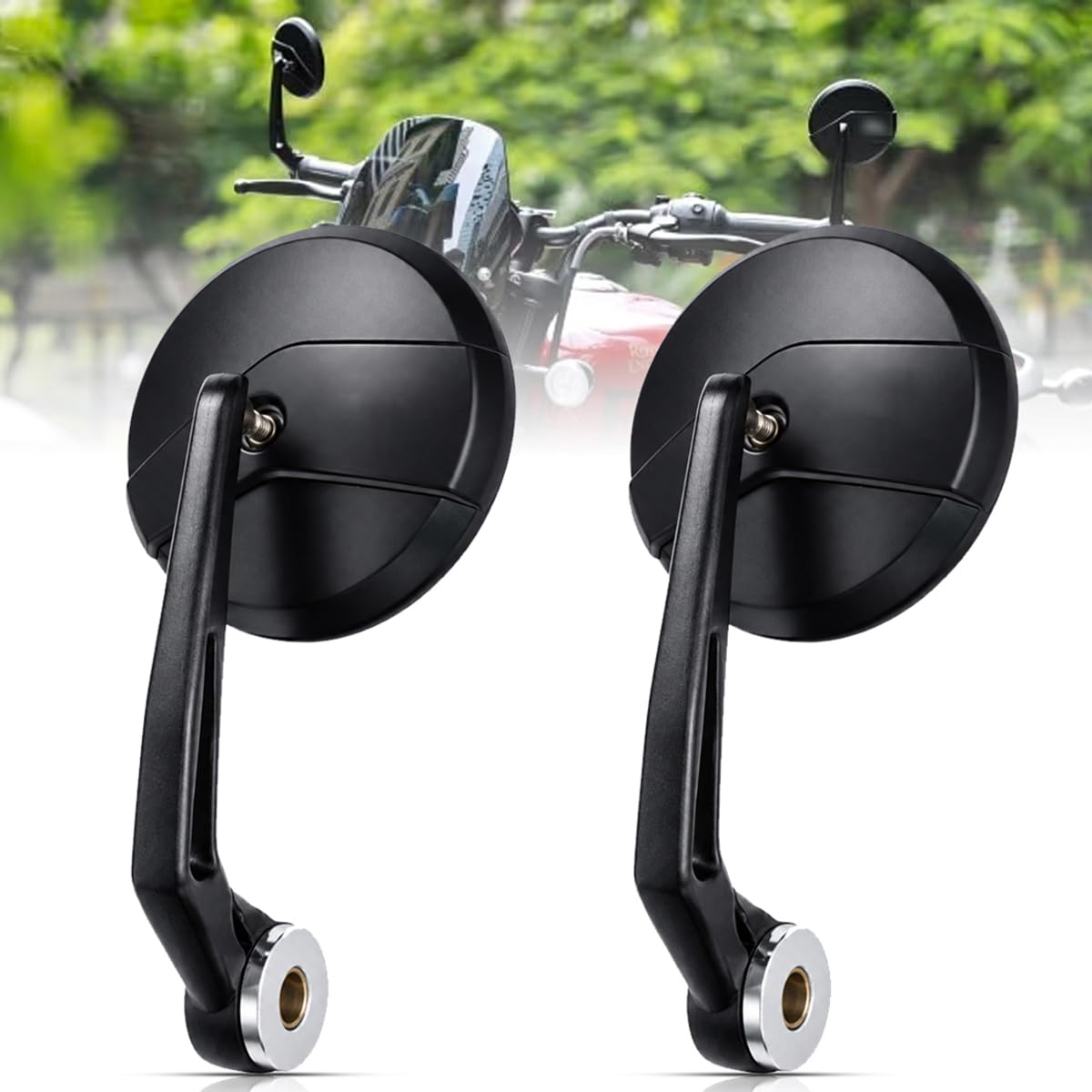 Handle Bar End Side Mirror For Royal Enfiled Classic /Electra / Reborn/Standard - 350/ 500,Himalayan 450 Hunter 350, Meteor 350, Super Meteor , Interceptor , Gt 650, Himalayan/Scram 411, Bear 650 Round Mirrors