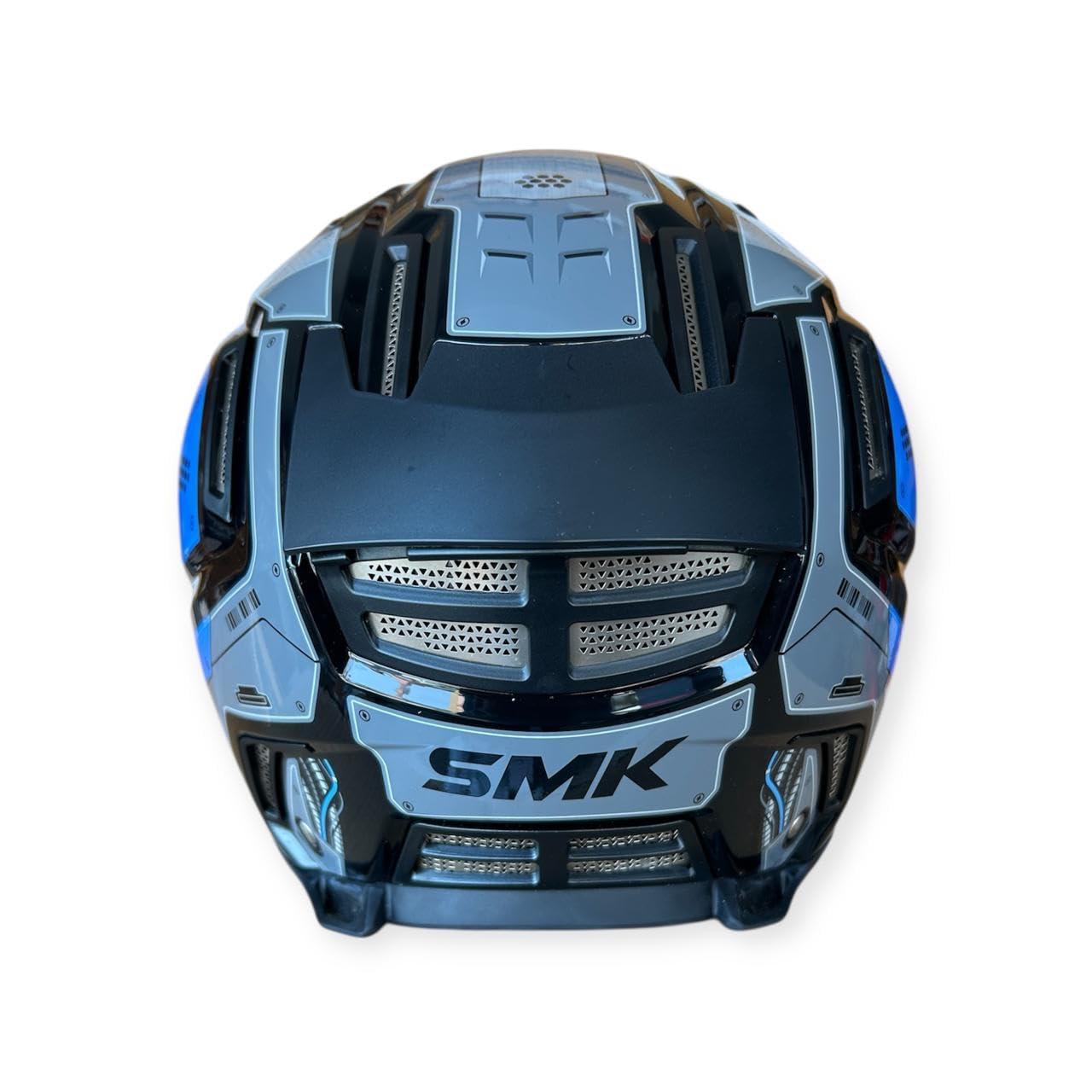 SMK Agnar Cyborg Full Face Dual Visor Helmet, ISI DOT ECE 22.06 Certified | GL 265 GLOSSY BLUE BLACK