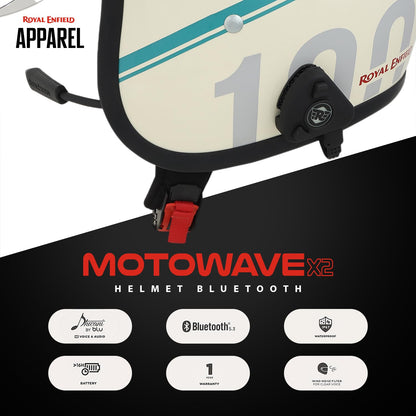 Royal Enfield Motowave X2 Helmet Bluetooth |with Bluetooth 5.3 | Enhanced Noise Filtering |Voice-Audio tech | 16+ Hours Playback Time | IP67 Waterproof Protection | Black One Size