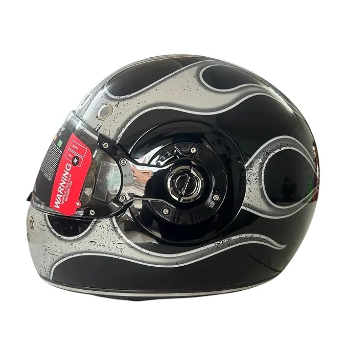 SMK Retro Inferno Helmet - Glossy Black Grey - GL266 - ECE 22.06 Certified