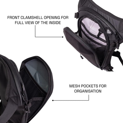 Carbonado Turtle Unisex Waist Bag | Multipurpose Utility Waist Pouch | Cross Body | Strap to Leg or Hip | for Motorcycling, Outdoor, Hiking, Adventure and Travel - BLACK