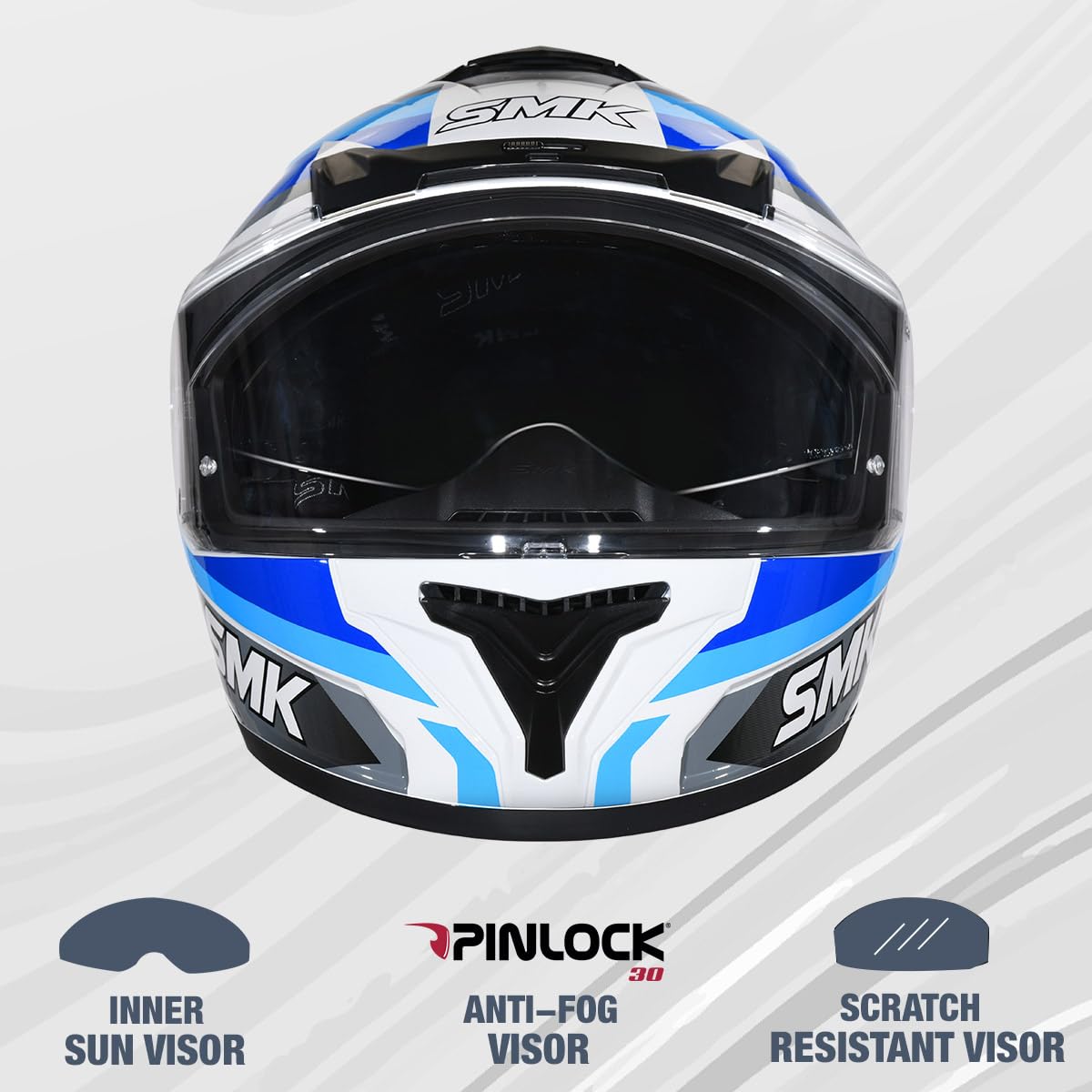 SMK Typhoon Freeride | ISI ECE & DOT Certified | Full Face Dual Visor Helmet for Men and Women with Pinlock Fitted | Clear Visor and Inner Sun Visor | GL156