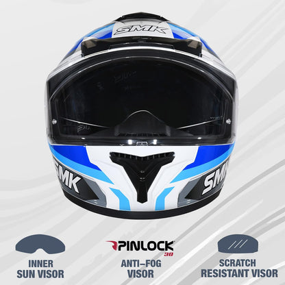SMK Typhoon Freeride | ISI ECE & DOT Certified | Full Face Dual Visor Helmet for Men and Women with Pinlock Fitted | Clear Visor and Inner Sun Visor | GL156