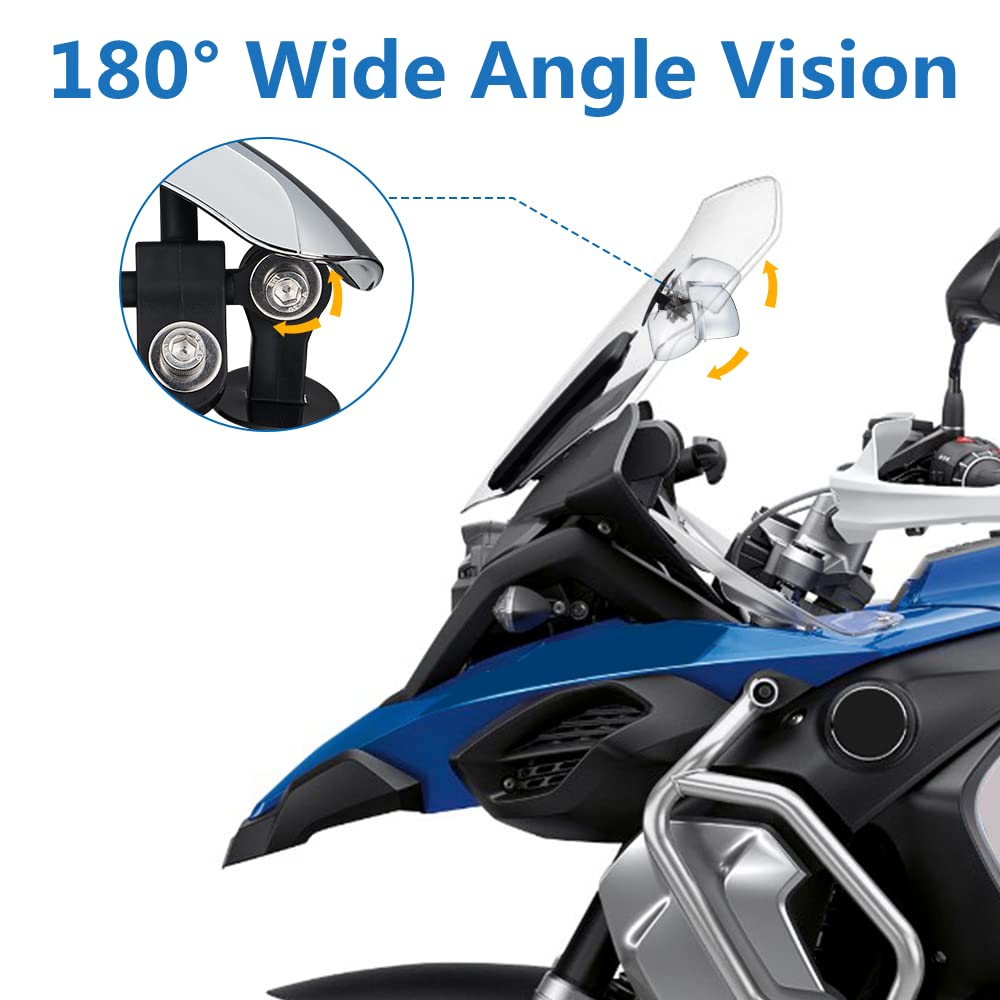 Motorcycle Rearview Mirror, 180 Degree Wide Angle Safety 180 Degree Rear View Mirror | Blind Spot Side Mirror | for Motorcycle Cruiser Sport Bike Street Bike Scooter