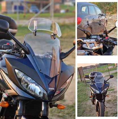 JCF (T2) MOTORCYCLE WINDSHIELD EXTENDER (ADJUSTABLE SPOILER CLAMP ON WINDSHIELD DEFLECTOR)- CLEAR