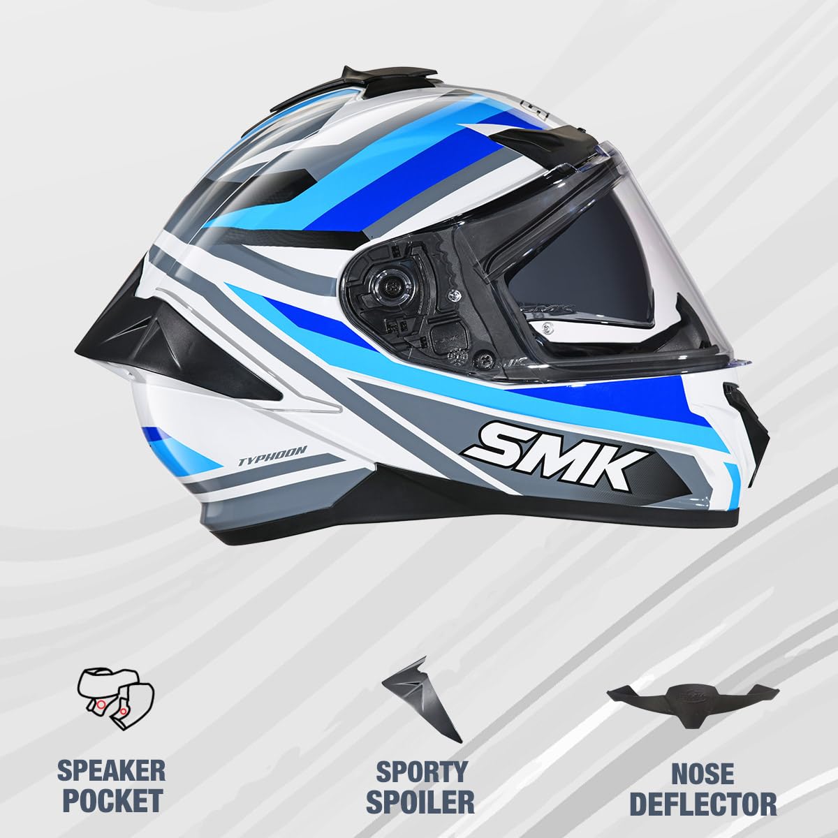 SMK Typhoon Freeride | ISI ECE & DOT Certified | Full Face Dual Visor Helmet for Men and Women with Pinlock Fitted | Clear Visor and Inner Sun Visor | GL156