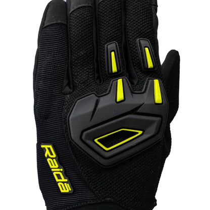 Raida Avantur 2.0 Motorcycle Gloves | Vegan Friendly | Enhanced Knuckle Protection | Touchscreen Compatible | Lightweight & Comfortable | Ideal for Daily Commute & Weekend Rides | Hiviz Black