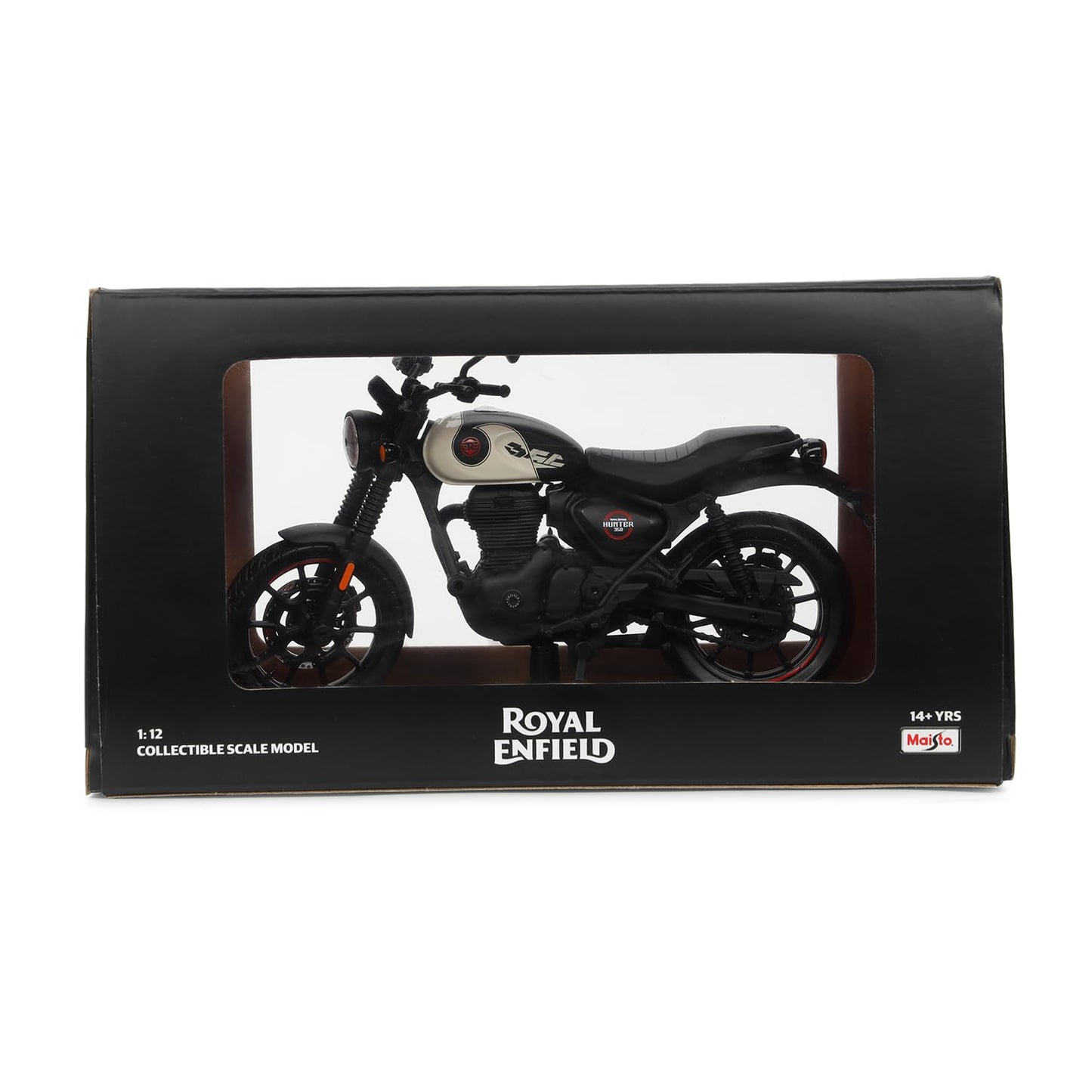 Royal Enfield Hunter 350 Scale Model | 1:12 Diecast Metal & Plastic | Working Suspension&Side Stand | Steerable Handlebars | Free-Rolling Wheels | Authentic Mirrors | Collectors Essential Tokyo Black